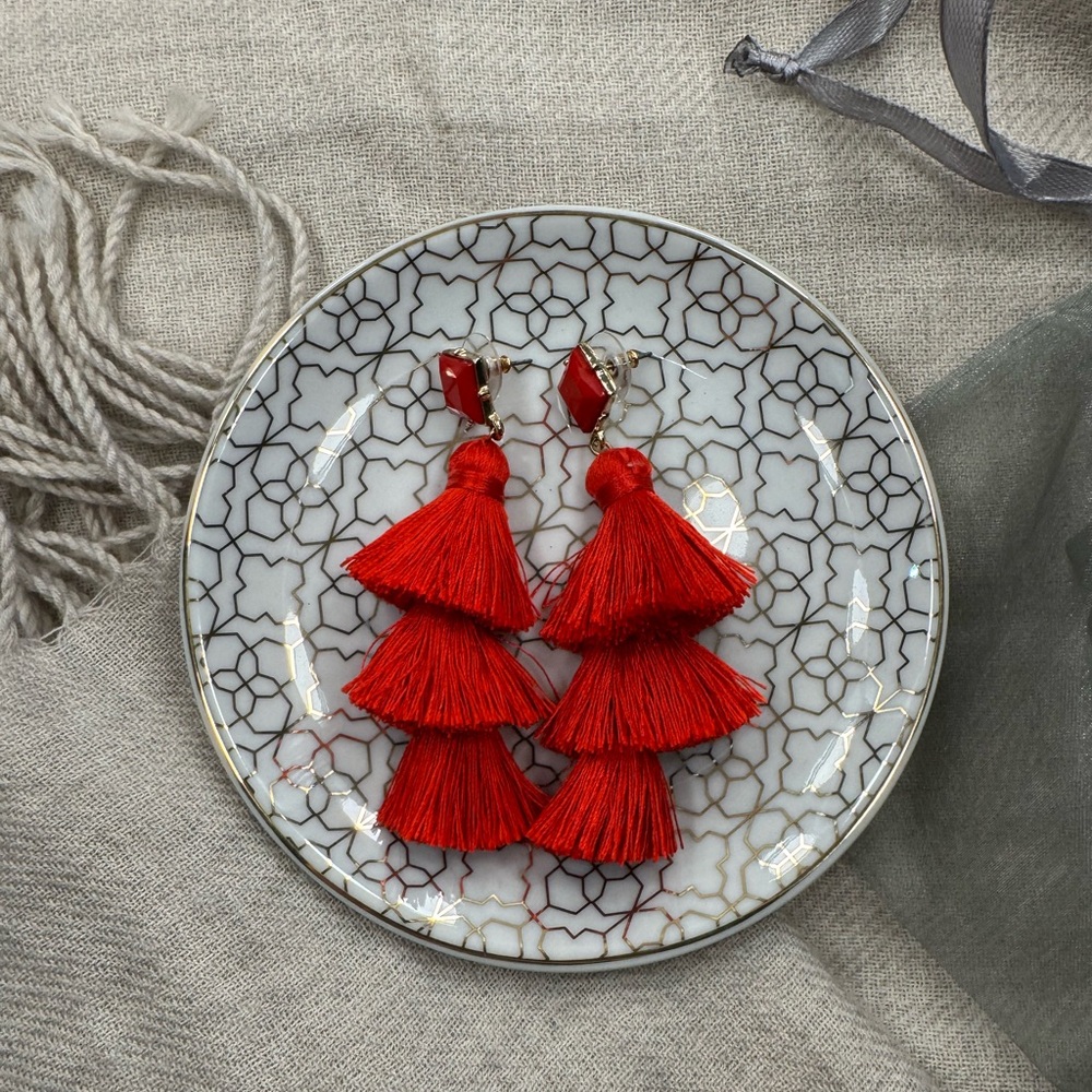 Elegant Red Tassel Earrings